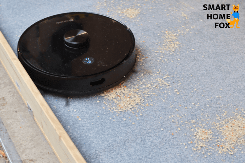 Proscenic M7 Pro vacuums oatmeal during cleaning review on long carpet